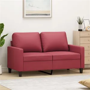 vidaXL Canapé à 2 places Rouge bordeaux 120 cm Similicuir pas cher