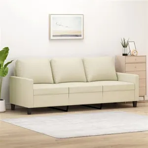 vidaXL Canapé à 3 places Crème 180 cm Similicuir pas cher