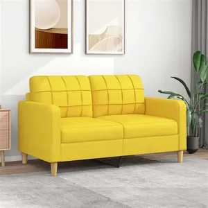 vidaXL Canapé à 2 places Jaune clair 140 cm Tissu pas cher