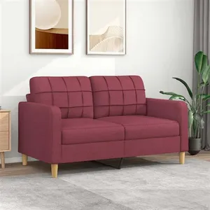 vidaXL Canapé à 2 places Rouge bordeaux 140 cm Tissu pas cher