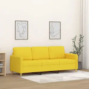 vidaXL Canapé à 3 places Jaune clair 180 cm Tissu pas cher