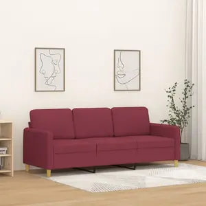 vidaXL Canapé à 3 places Rouge bordeaux 180 cm Tissu pas cher