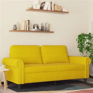vidaXL Canapé à 2 places Jaune 140 cm Velours pas cher