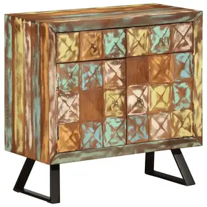 vidaXL Armoire à tiroir multicolore 70x35x70 cm bois de récupération pas cher