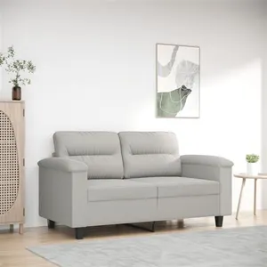 vidaXL Canapé à 2 places Gris clair 120 cm Tissu microfibre pas cher