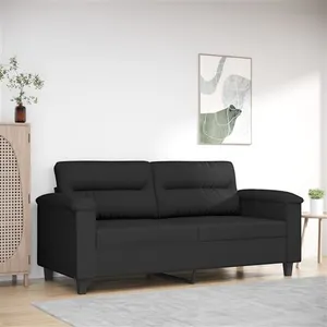 vidaXL Canapé à 2 places Noir 140 cm Tissu microfibre pas cher