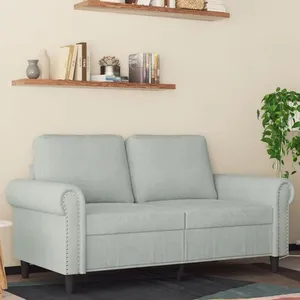 vidaXL Canapé à 2 places Gris clair 120 cm Velours pas cher