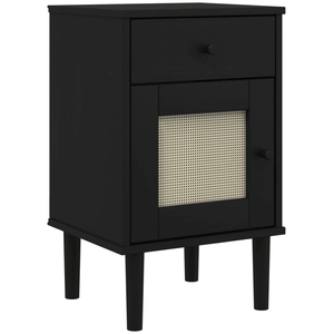 vidaXL Table de chevet SENJA aspect de rotin noir bois de pin massif pas cher