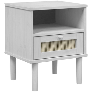 vidaXL Table de chevet SENJA aspect de rotin blanc bois de pin massif pas cher