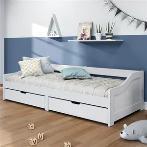 vidaXL Lit de jour avec 2 tiroirs IRUN blanc 90x200 cm bois pin massif pas cher