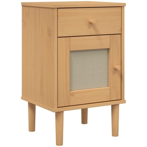 vidaXL Table de chevet SENJA aspect de rotin marron bois de pin massif pas cher