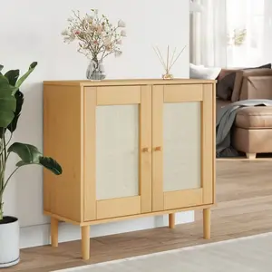 vidaXL Buffet SENJA aspect rotin marron 80x35x80 cm bois massif de pin pas cher