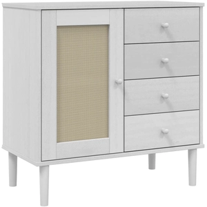 vidaXL Buffet SENJA aspect rotin blanc 80x40x80 cm bois massif de pin pas cher