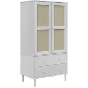 Comparateur de prix : vidaXL Garde-robe SENJA aspect rotin blanc 90x55x175cm bois massif pin