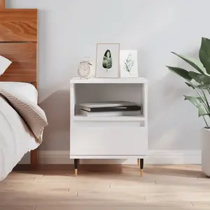 vidaXL Table de chevet Blanc 40x35x50 cm Bois d’ingénierie pas cher