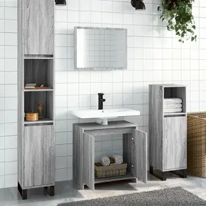vidaXL Ensemble de meubles de salle de bain 2 pcs Sonoma gris pas cher