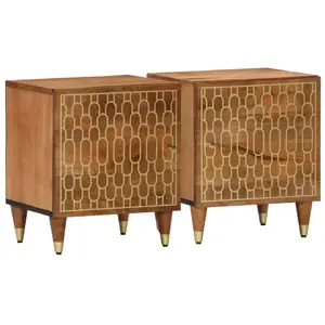 vidaXL Tables de chevet 2 pcs 40x33x46 cm Bois de manguier solide pas cher