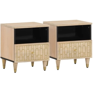 vidaXL Tables de chevet 2 pcs 40x33x46 cm Bois de manguier solide pas cher