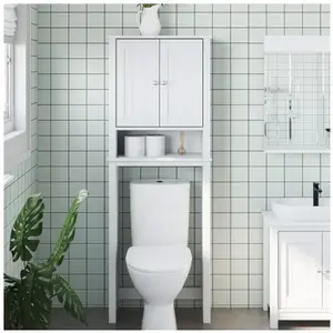 Comparateur de prix : vidaXL Rangement au-dessus de la cuvette BERG blanc bois massif