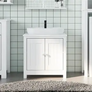 vidaXL Meuble de salle de bain BERG blanc 60x34x59 cm bois pin massif pas cher