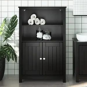 Comparateur de prix : vidaXL Armoire de salle de bain BERG noir 69,5x34x110 cm pin massif