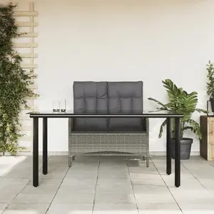 vidaXL Ensemble à manger jardin et coussins 2 pcs gris rotin pas cher