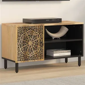 vidaXL Meuble TV 80x31x46 cm bois massif de manguier pas cher