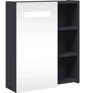 Comparateur de prix : vidaXL Armoire de salle de bain à miroir avec LED gris 45x13x52 cm