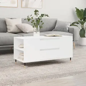 vidaXL Table basse blanc 102x44,5x50 cm bois d'ingénierie pas cher