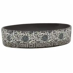 vidaXL Vasque à poser noir et bleu ovale 56,5x36,5x13,5 cm céramique pas cher