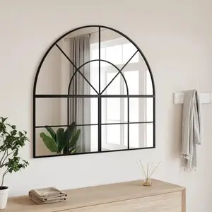 Comparateur de prix : vidaXL Miroir mural noir 100x90 cm arche fer