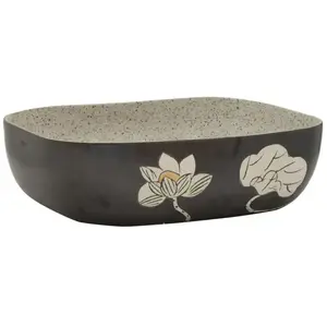 Comparateur de prix : vidaXL Vasque à poser gris/noir rectangulaire 48x37,5x13,5cm céramique