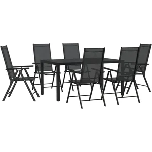 vidaXL Ensemble à manger de jardin 7 pcs noir aluminium pas cher