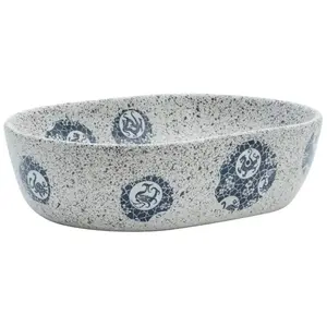 Comparateur de prix : vidaXL Vasque à poser gris et bleu ovale 47x33x13 cm céramique