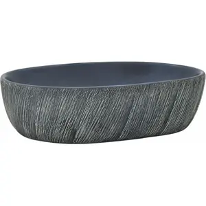 Comparateur de prix : vidaXL Vasque à poser noir et gris ovale 47x33x13 cm céramique