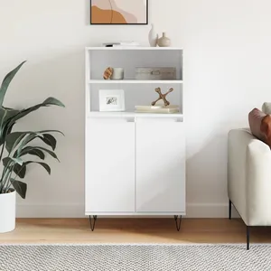 vidaXL Buffet haut Blanc 60x36x110 cm Bois d'ingénierie pas cher