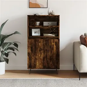 vidaXL Buffet haut Chêne fumé 60x36x110 cm Bois d'ingénierie pas cher
