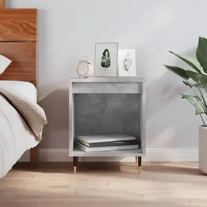 vidaXL Table de chevet gris béton 40x35x50 cm bois d’ingénierie pas cher