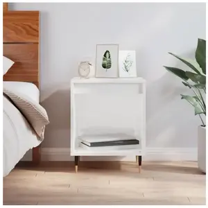 vidaXL Table de chevet Blanc brillant 40x35x50 cm Bois d’ingénierie pas cher