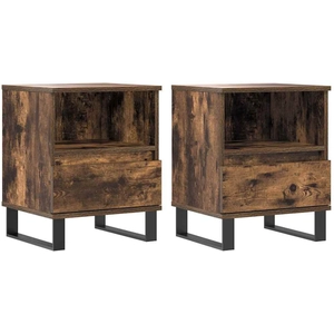 vidaXL Tables de chevet 2 pcs chêne fumé 40x35x50 cm bois ingénierie pas cher