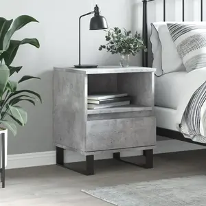 vidaXL Table de chevet gris béton 40x35x50 cm bois d’ingénierie pas cher