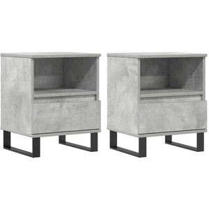 vidaXL Tables de chevet 2 pcs gris béton 40x35x50 cm bois d’ingénierie pas cher