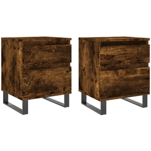 vidaXL Tables de chevet 2 pcs chêne fumé 40x35x50 cm bois ingénierie pas cher