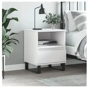vidaXL Table de chevet Blanc 40x35x50 cm Bois d’ingénierie pas cher