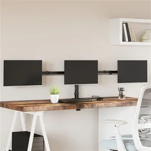 vidaXL Support de moniteur triple noir acier VESA 75/100 mm pas cher