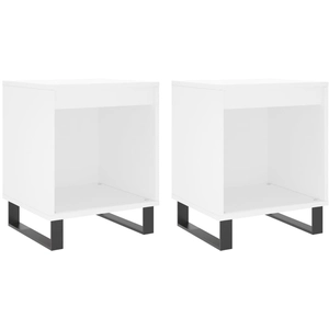 vidaXL Tables de chevet 2 pcs blanc 40x35x50 cm bois d’ingénierie pas cher