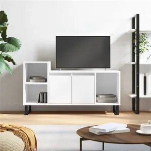 vidaXL Meuble TV Blanc 100x35x55 cm Bois d'ingénierie pas cher
