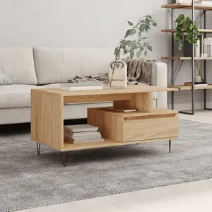 vidaXL Table basse Chêne sonoma 90x49x45 cm Bois d'ingénierie pas cher