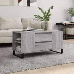 vidaXL Table basse sonoma gris 102x44,5x50 cm bois d'ingénierie pas cher