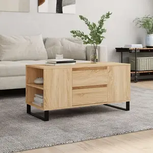 vidaXL Table basse chêne sonoma 102x44,5x50 cm bois d'ingénierie pas cher